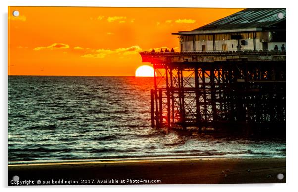 Blackpool pier at sunset Acrylic by sue boddington