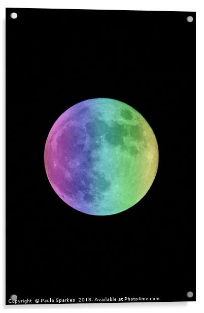 Gay Pride Super Moon Acrylic by Paula Sparkes