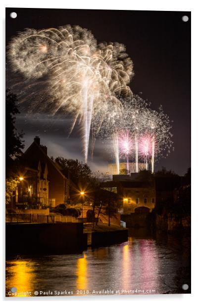 Fireworks at Norwich Castle 2018 Acrylic by Paula Sparkes