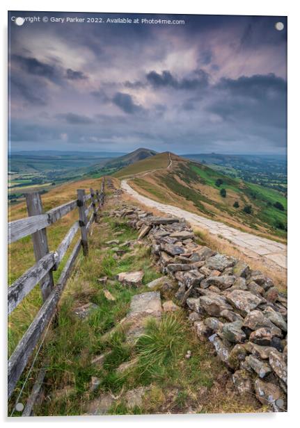 Mam Tor, Peak District, at sunrise Acrylic by Gary Parker