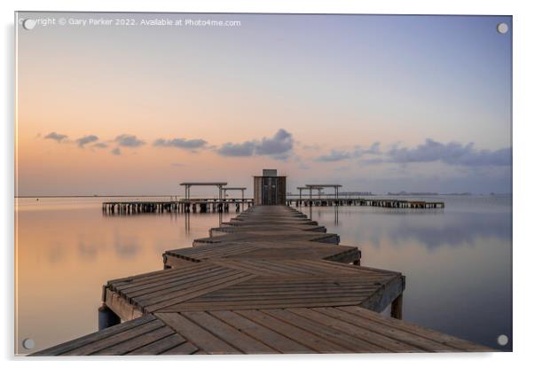 Jetty at Sunrise Acrylic by Gary Parker