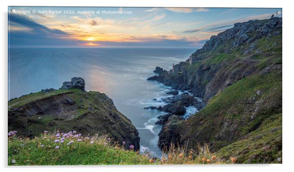 The dramatic Cornish coastline, near Lands End Acrylic by Gary Parker