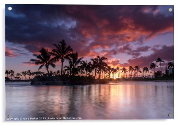 Hawaiian Sunset Acrylic by Gary Parker