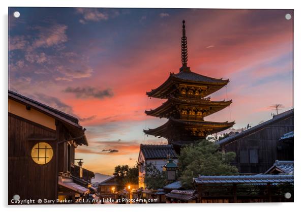 Japanese Pagoda, at sunset Acrylic by Gary Parker