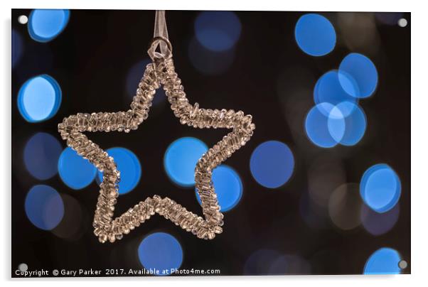Silver Star at Christmas, against a soft focus Acrylic by Gary Parker