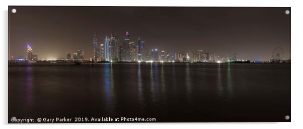 Skyscrapers of Dubai Marina at night  Acrylic by Gary Parker