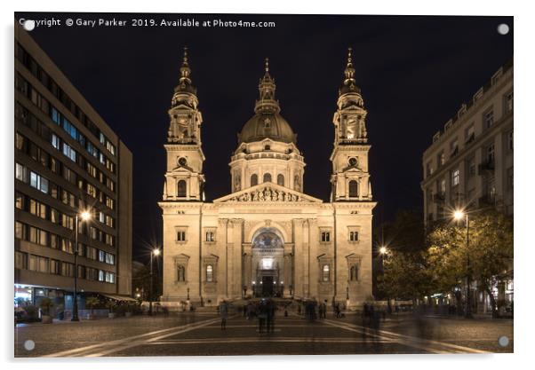 St. Stephen's Basilica, in Budapest, lit up Acrylic by Gary Parker
