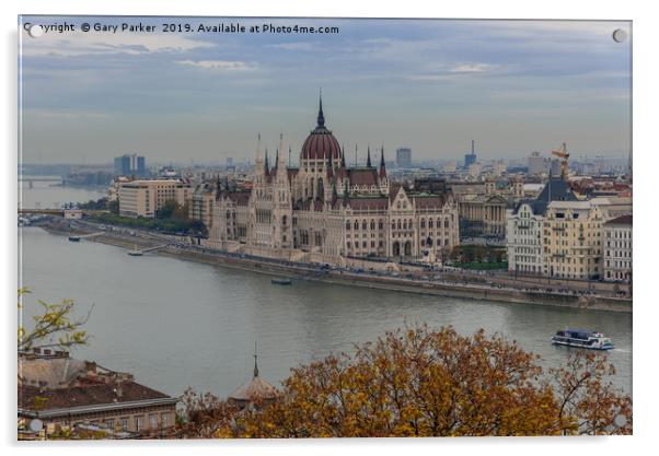 Budapest Parliament building on the river Danube Acrylic by Gary Parker