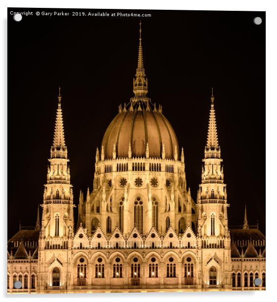 The main dome of the Hungarian parliament building Acrylic by Gary Parker
