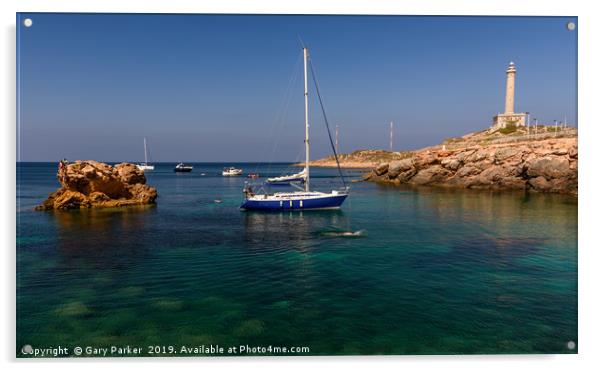   A yacht in the Med Acrylic by Gary Parker