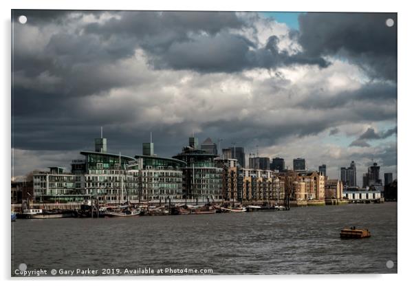 A stormy day on the river Thames, London Acrylic by Gary Parker