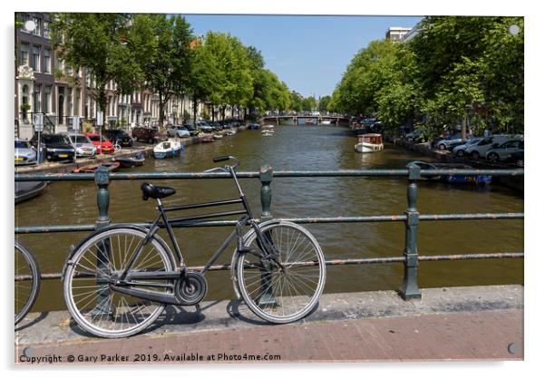A single bicycle in Amsterdam Acrylic by Gary Parker