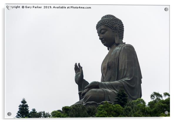 Tian Tan Buddha - world's tallest bronze Buddha Acrylic by Gary Parker