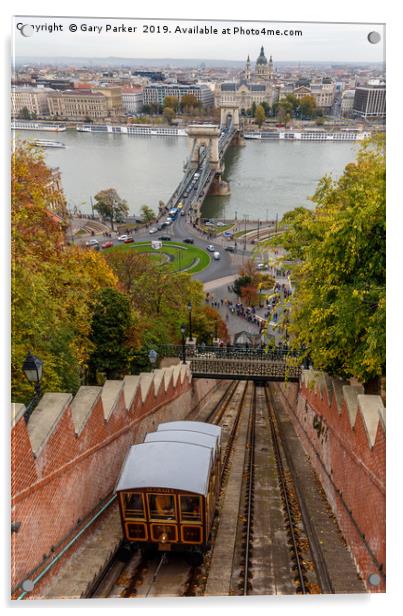 Funicular railway to Buda Castle, Budapest Acrylic by Gary Parker