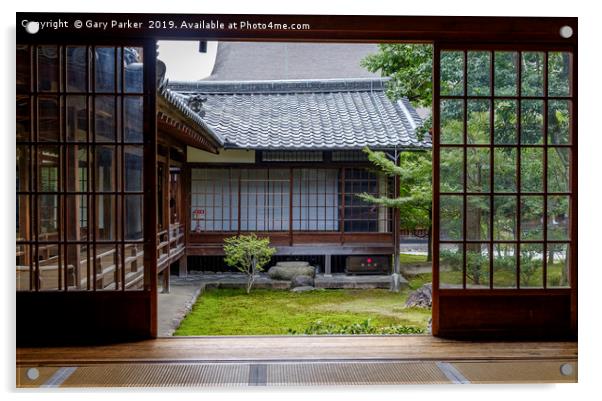 The view from inside a typical Zen temple in Japan Acrylic by Gary Parker