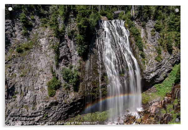 Narada Falls, in Mount Rainier National Park. Acrylic by Gary Parker
