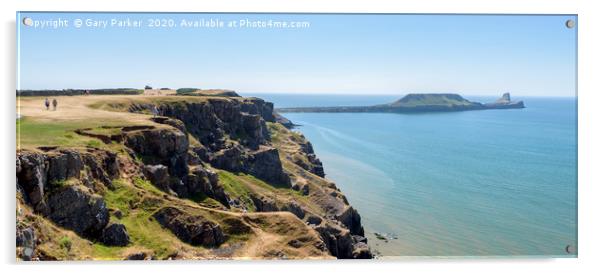 Worms Head, from the Wales Coastal Path.  Acrylic by Gary Parker