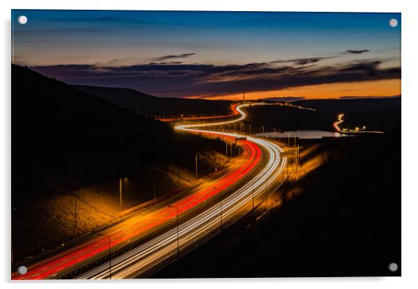 M62 Light Trails  Acrylic by Mark S Rosser