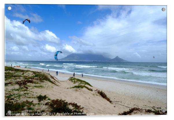 Cape Town Kite Surfers Acrylic by George Haddad