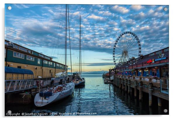 Morning on Seattle Waterfront Acrylic by jonathan nguyen