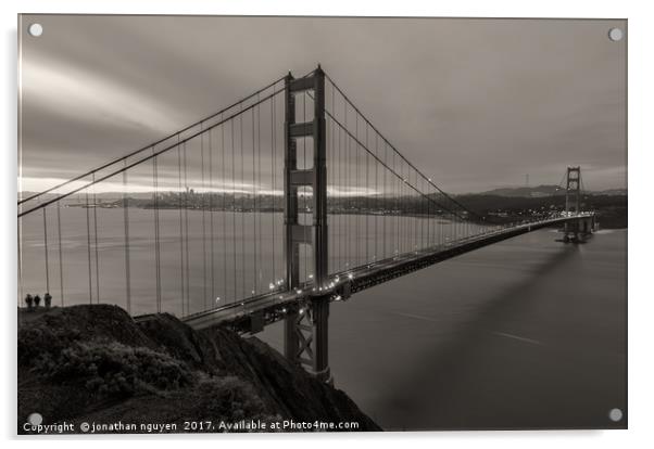 Dawn Over Golden Gate - Sepia Acrylic by jonathan nguyen