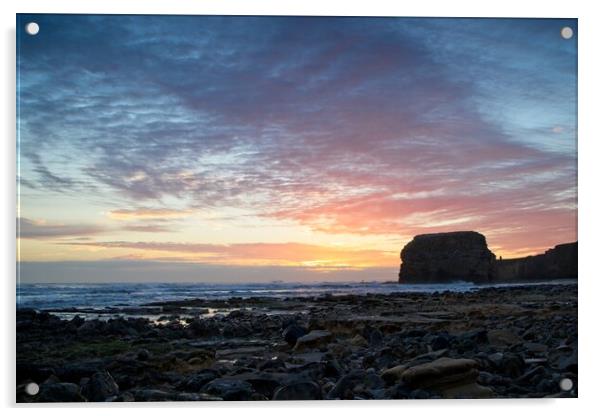 Marsden Rock Sunrise, South Shields Acrylic by Rob Cole