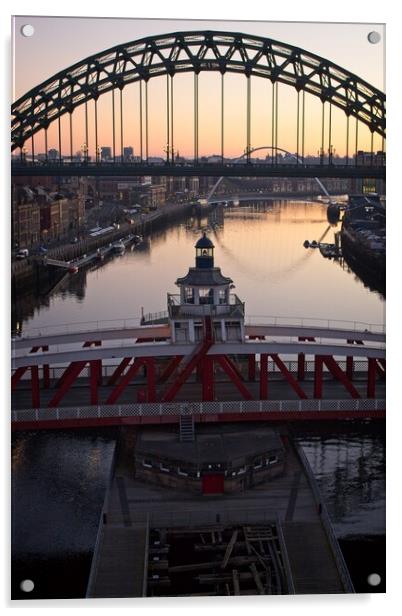 Golden Sunrise over Tyne Bridges Acrylic by Rob Cole