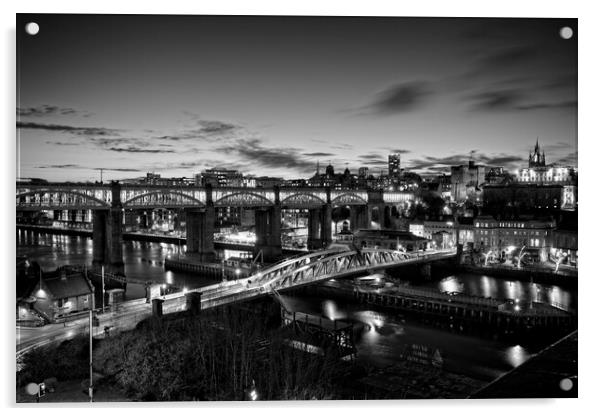 Tyne Bridges at Dusk Acrylic by Rob Cole