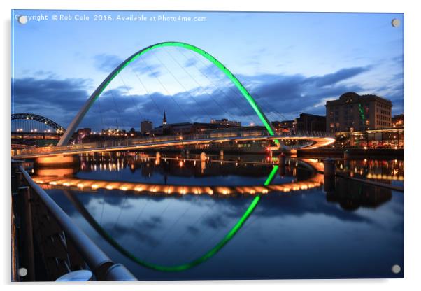 Gateshead Millennium Bridge, Newcastle, Tyne and W Acrylic by Rob Cole
