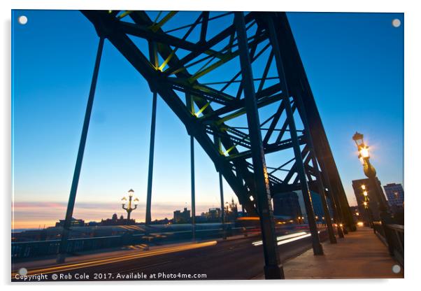 Tyne Bridge Light Trails, Newcastle Acrylic by Rob Cole