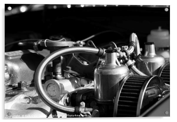 Twin SU Carburettors on a Classic Car Engine Acrylic by Rob Cole
