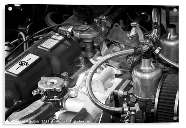 Classic MG Sports Car Engine Acrylic by Rob Cole