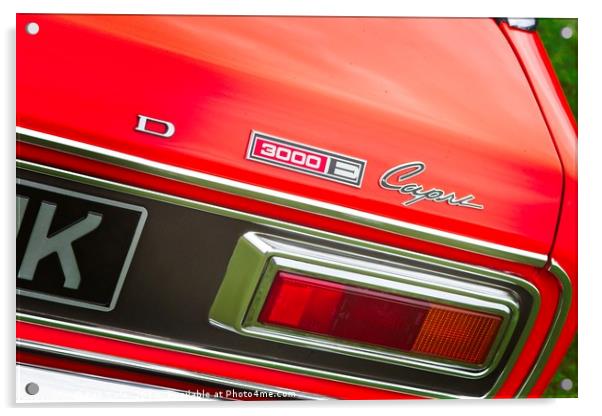 Radiant Red Ford Capri Acrylic by Rob Cole