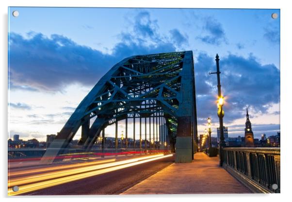 Tyne Bridge Traffic Trails, Newcastle, Tyne and We Acrylic by Rob Cole