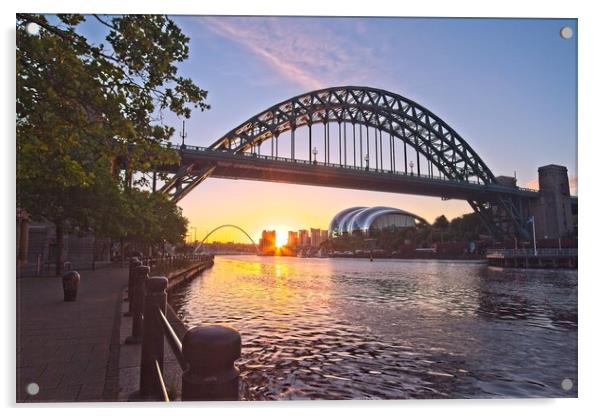 Newcastle Tyne Bridge Sunrise Acrylic by Rob Cole