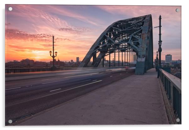 Newcastle Tyne Bridge Sunset Acrylic by Rob Cole