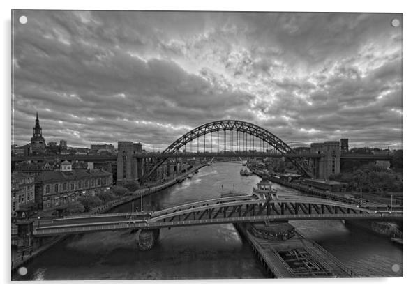 Newcastle Tyne Bridges at Dawn Acrylic by Rob Cole