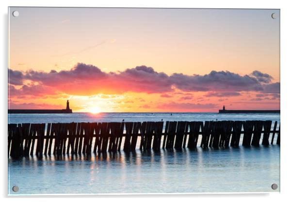 Mouth of the Tyne Sunrise Acrylic by Rob Cole