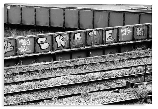 Urban Railway Graffiti Acrylic by Gwil Roberts