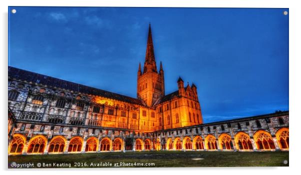 Norwich Cathedral at Night Acrylic by Ben Keating
