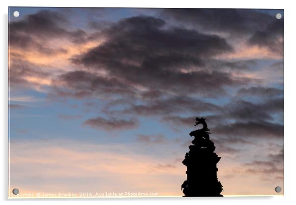 Welsh Dragon at Sunset Acrylic by James Brunker