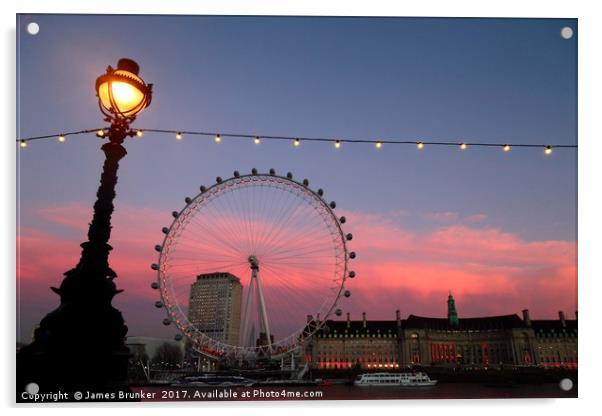 View Across River Thames to South Bank at Sunset Acrylic by James Brunker