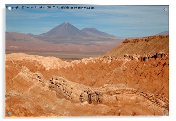 Atacama Desert and Licancabur Volcano Chile Acrylic by James Brunker