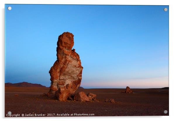 Moai de Tara Rock Formation Before Dawn Chile Acrylic by James Brunker