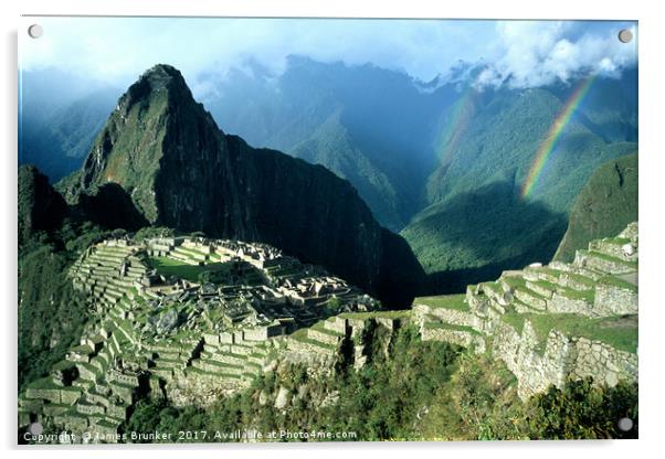 Machu Picchu and Rainbow over Urubamba Canyon Peru Acrylic by James Brunker