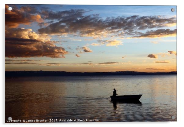 Fishing on Lake Titicaca at Sunset  Acrylic by James Brunker