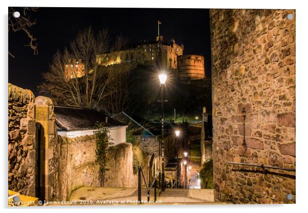 Edinburgh castle night shot Acrylic by Ian mcdonald