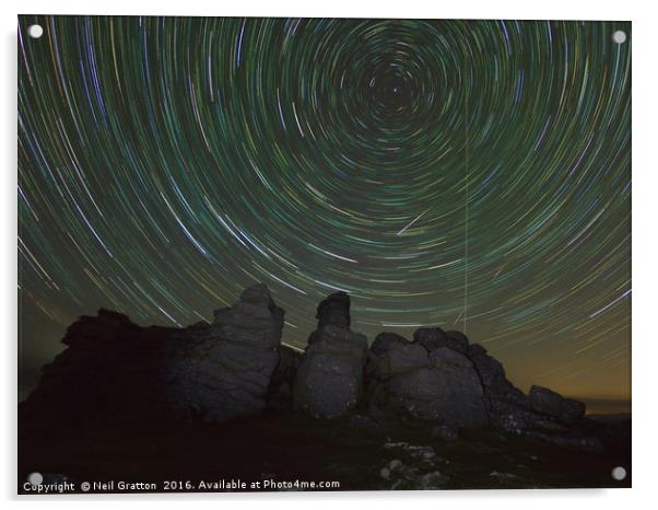 Perseids over Hound Tor I Acrylic by Nymm Gratton