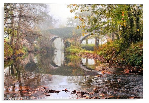 Misty Bridge Acrylic by Nymm Gratton