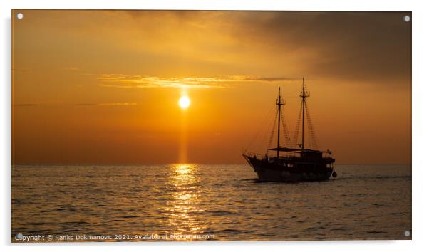 Sailing boat at sunset Acrylic by Ranko Dokmanovic